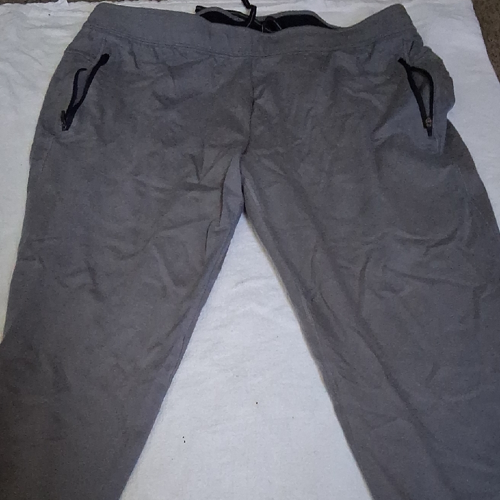 Gray Jogger Pants with Black Accents
